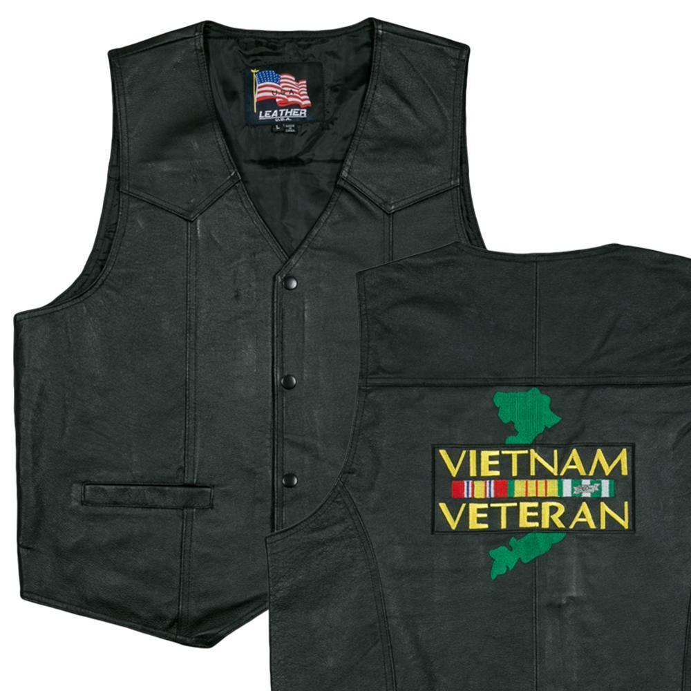 U.S. Vietnam Veteran Leather Vest-Military Republic