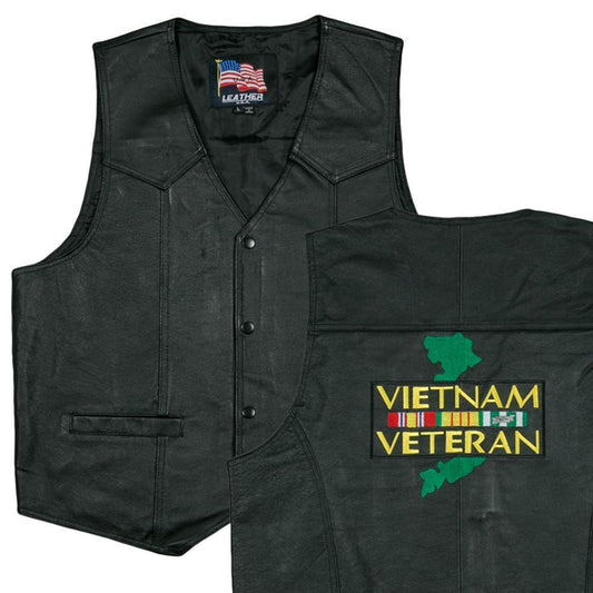 U.S. Vietnam Veteran Leather Vest-Military Republic
