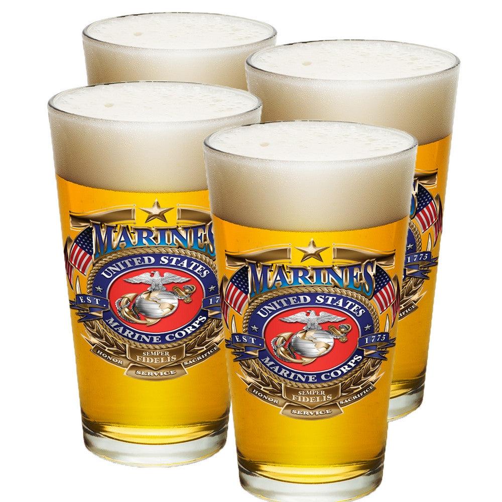 USMC Badge Pint Glasses-Military Republic