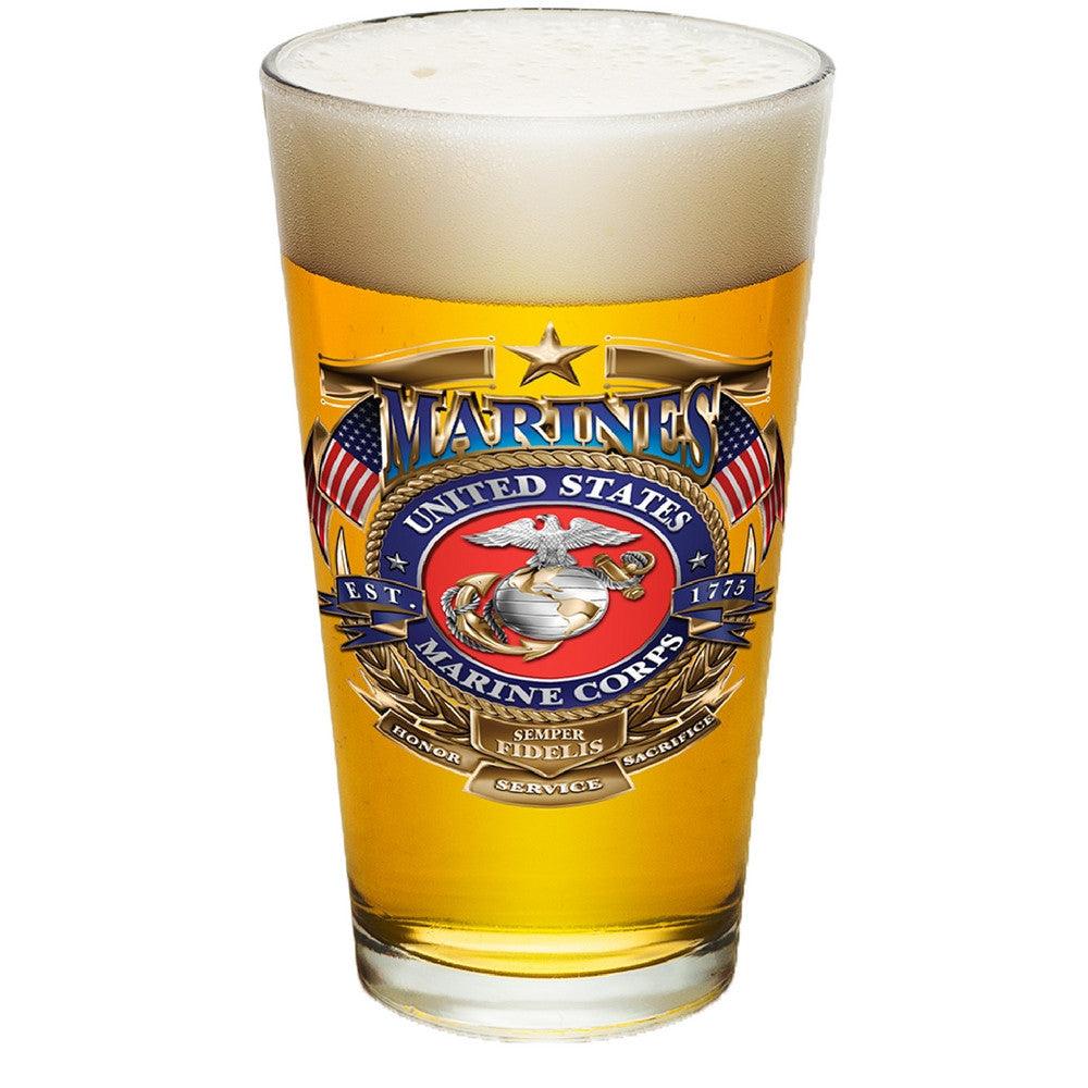 USMC Badge Pint Glasses-Military Republic