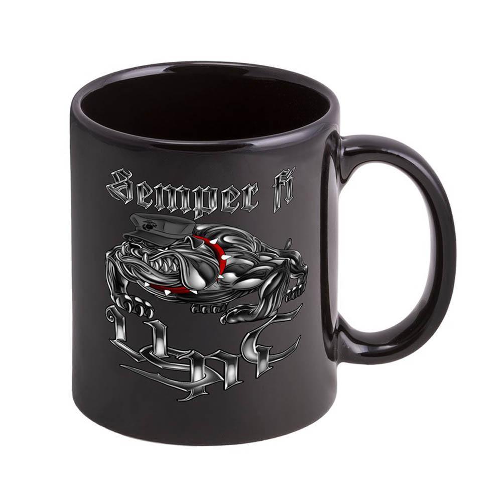 USMC Dog Marine Corps Stoneware Mug Set- Black - Military Republic