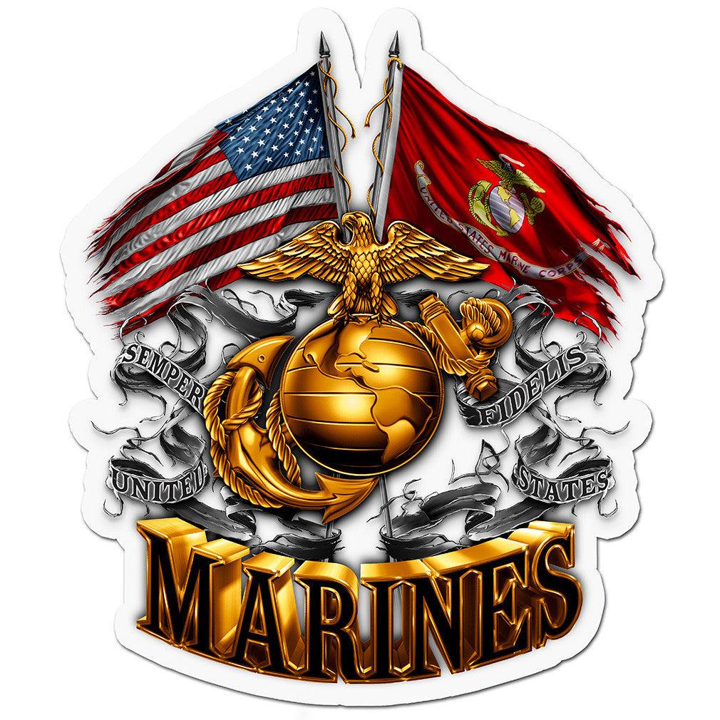 USMC-Double-Flag-Gold-Globe-Decal-Claris-Deals