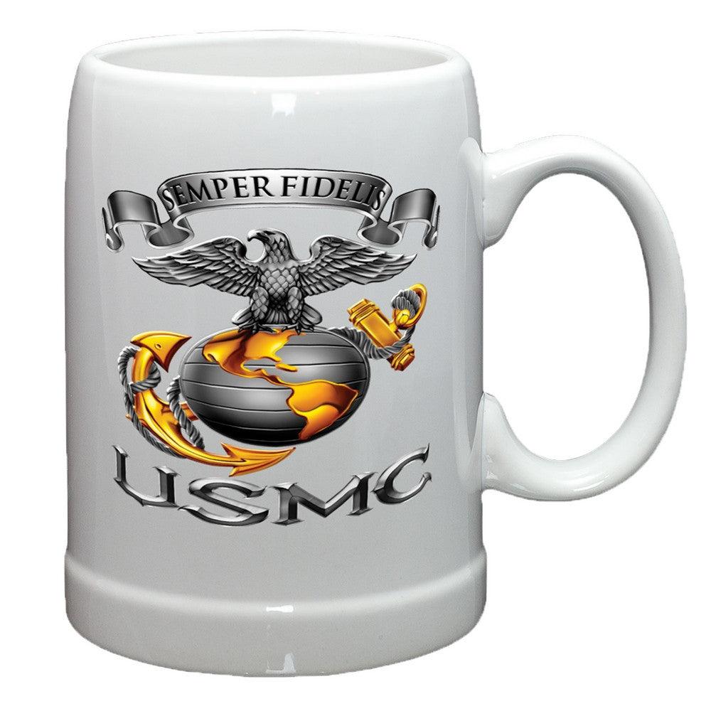 USMC Semper Fidelis Eagle Stoneware Mug Set-Military Republic