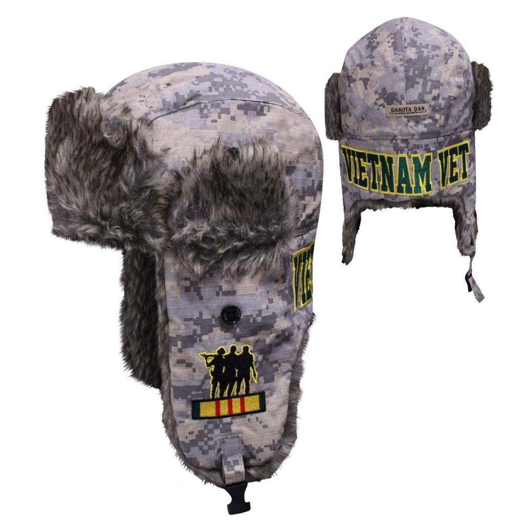 Dakota Dan Vietnam Veteran Camo Faux Rabbit Fur Aviator Cap - Military Republic