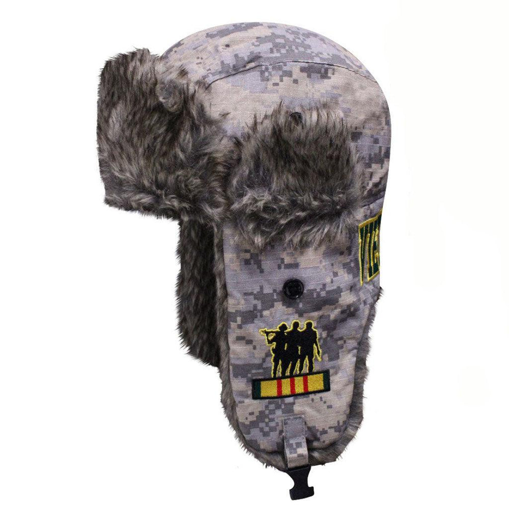 Dakota Dan Vietnam Veteran Camo Faux Rabbit Fur Aviator Cap - Military Republic