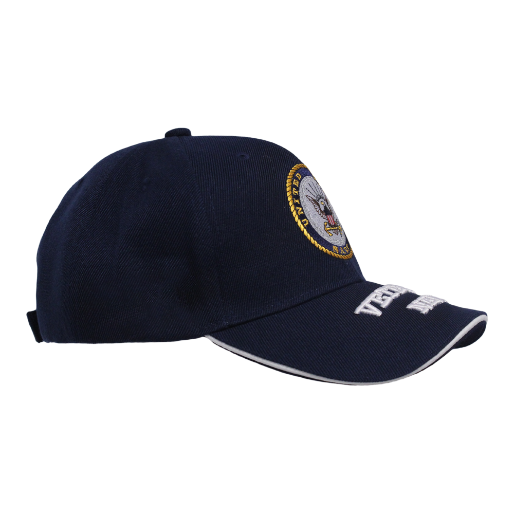 U.S. Navy Embroidered Veteran Cap - Navy Blue – view 3