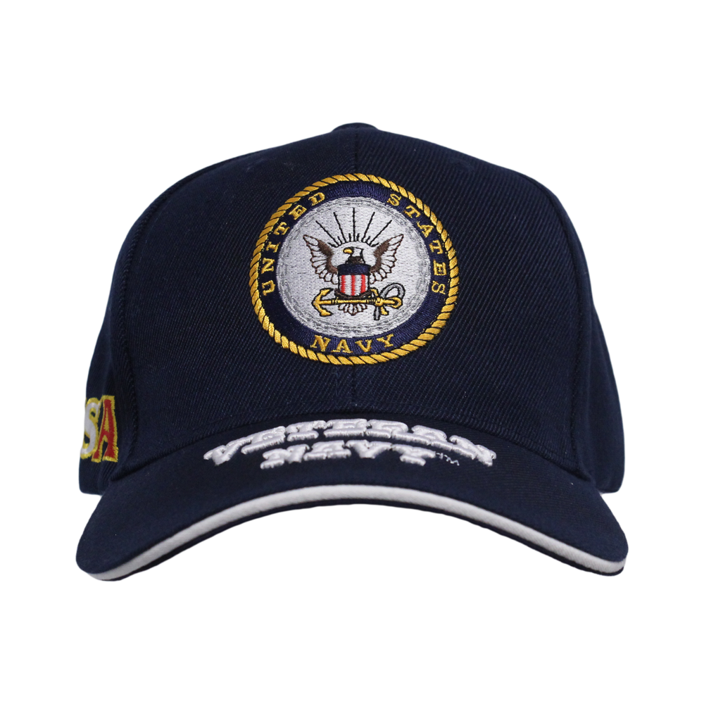 U.S. Navy Embroidered Veteran Cap - Navy Blue – view 2
