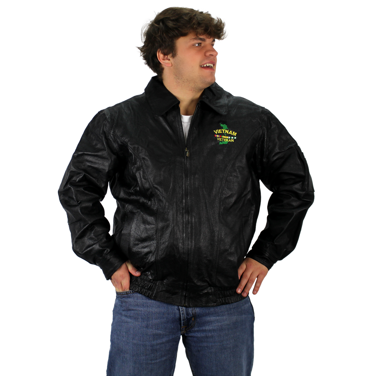 Vietnam Veteran Genuine Leather Jacket – view 2
