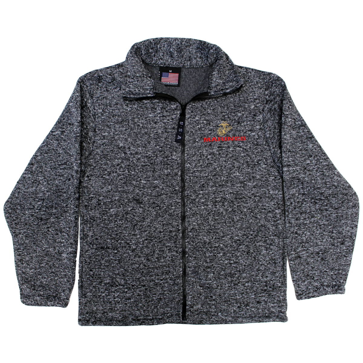 US Marines Heathered Tweed Fleece Zip-Up Jacket – view 2