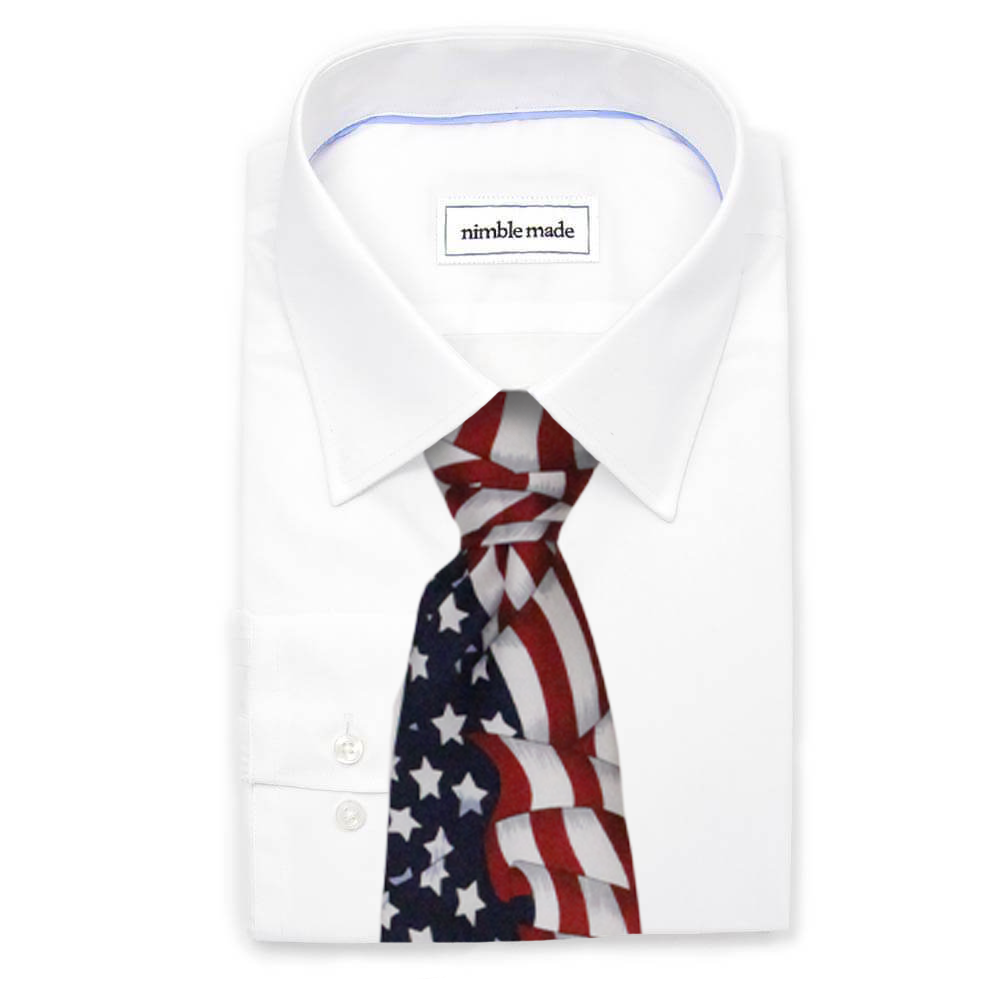 American Flag Satin & Striped Necktie for Men – view 3