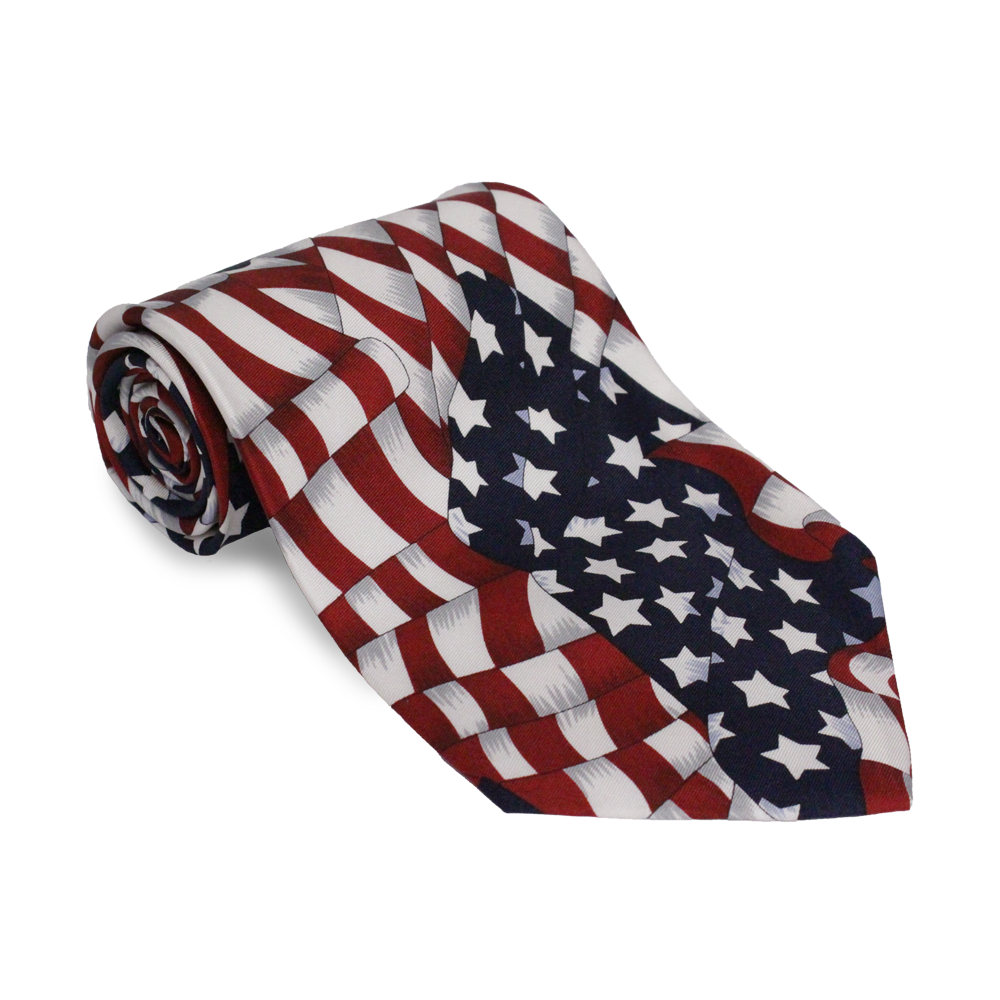 American Flag Satin & Striped Necktie for Men – view 1