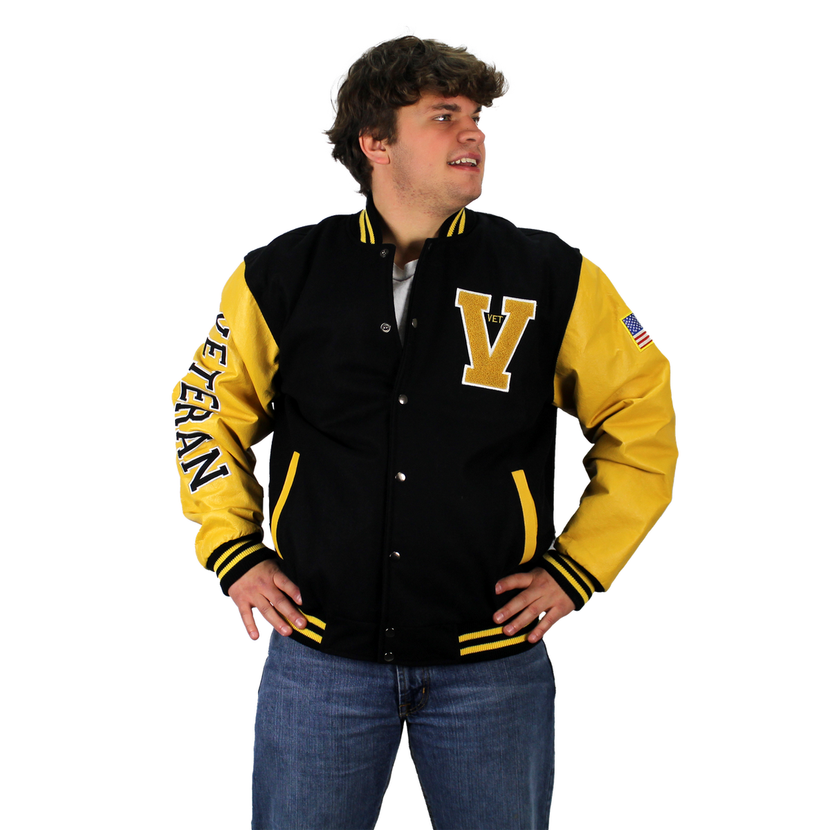 U.S. Vietnam Veteran Varsity Jacket - Yellow/Black – view 2