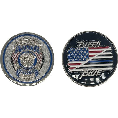 Coin Bleed Blue Challenge Coin
