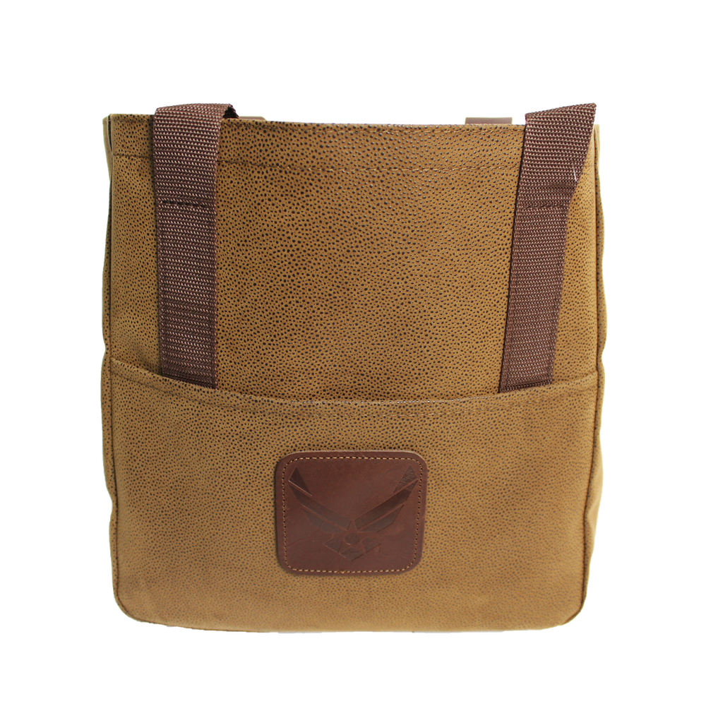 U.S. Air Force Leather Suede Tote Bag with Zip Top – view 1