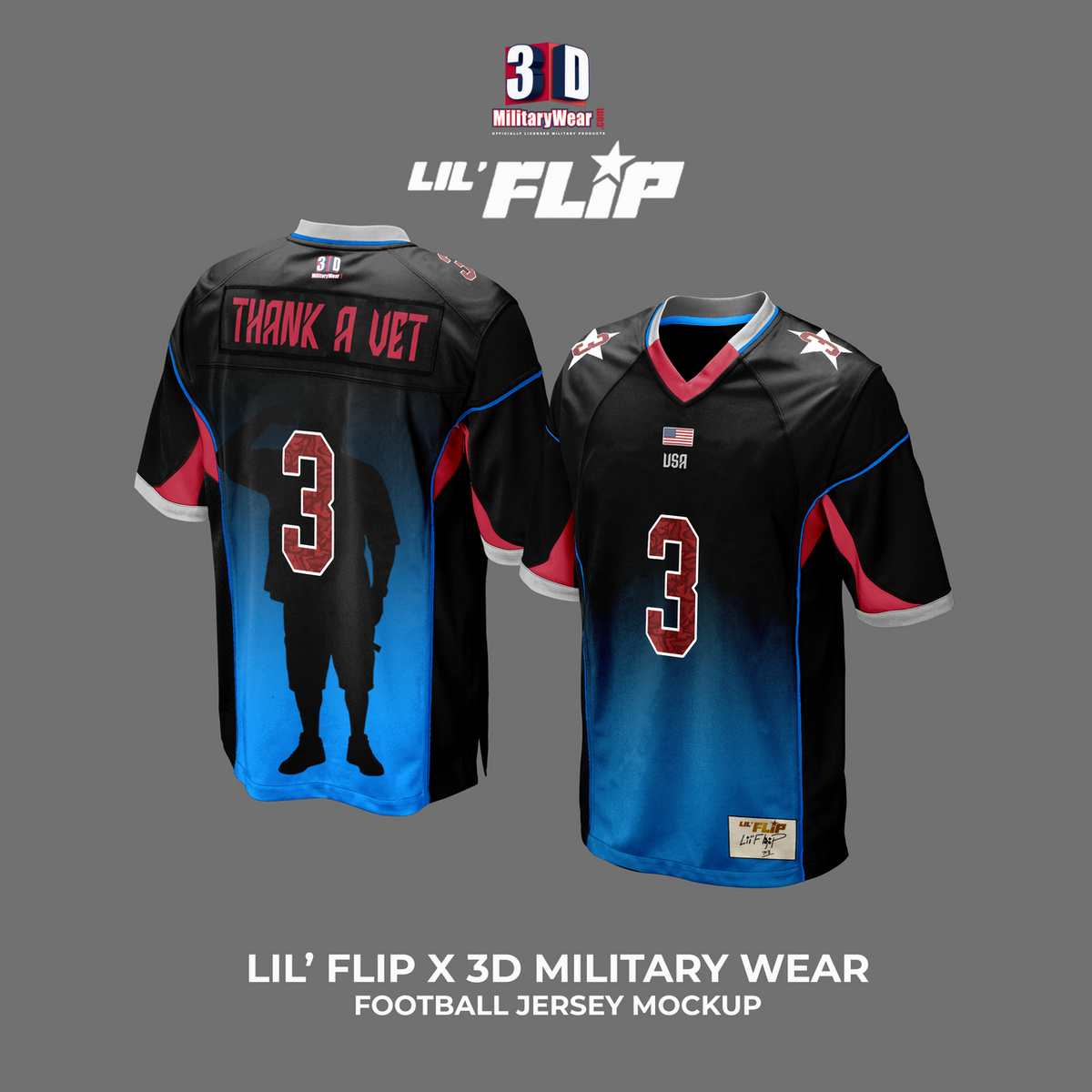 Lil’ Flip “Thank a Vet” Football Jersey – view 2