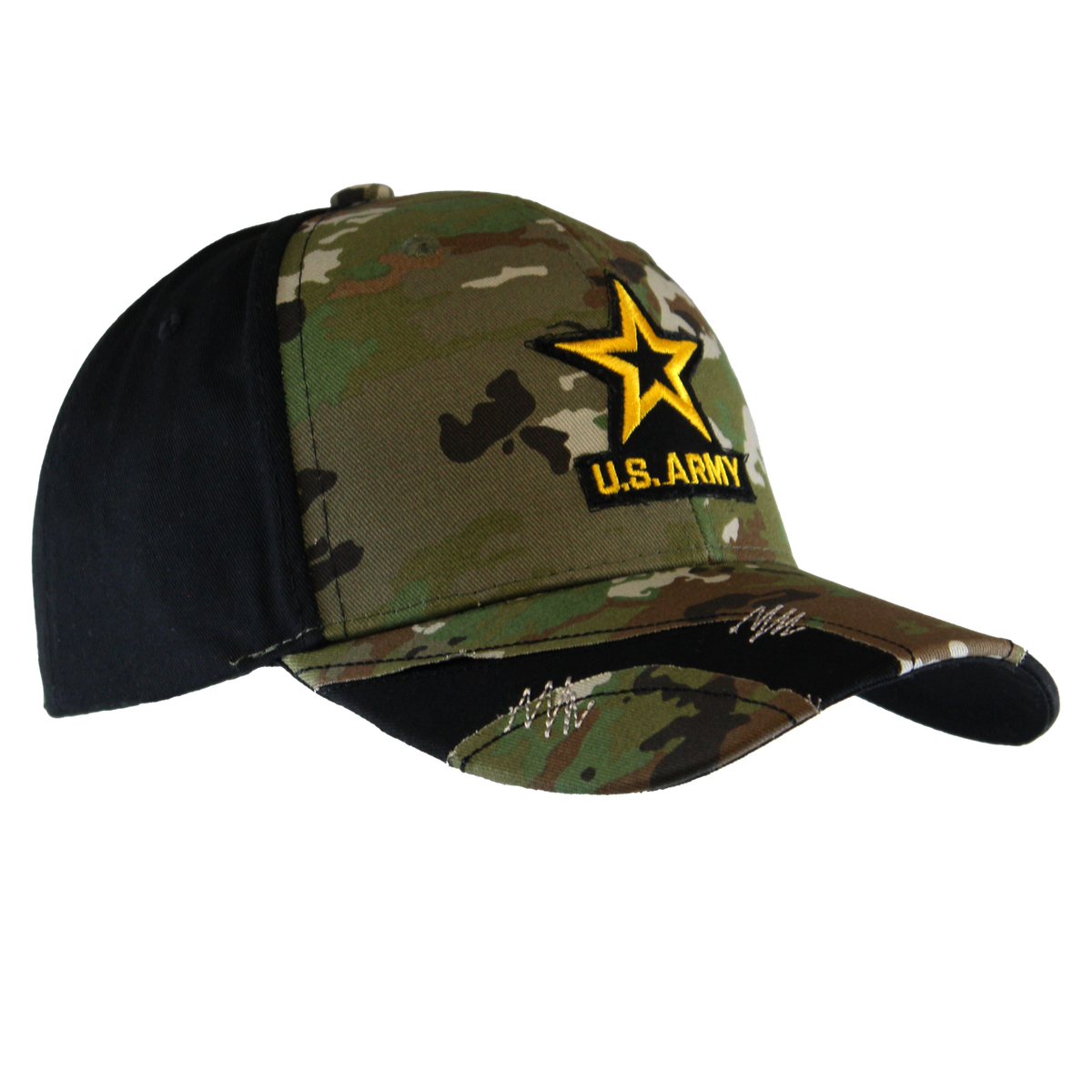 Black Streak Camo Stressed US Army Cap – view 2