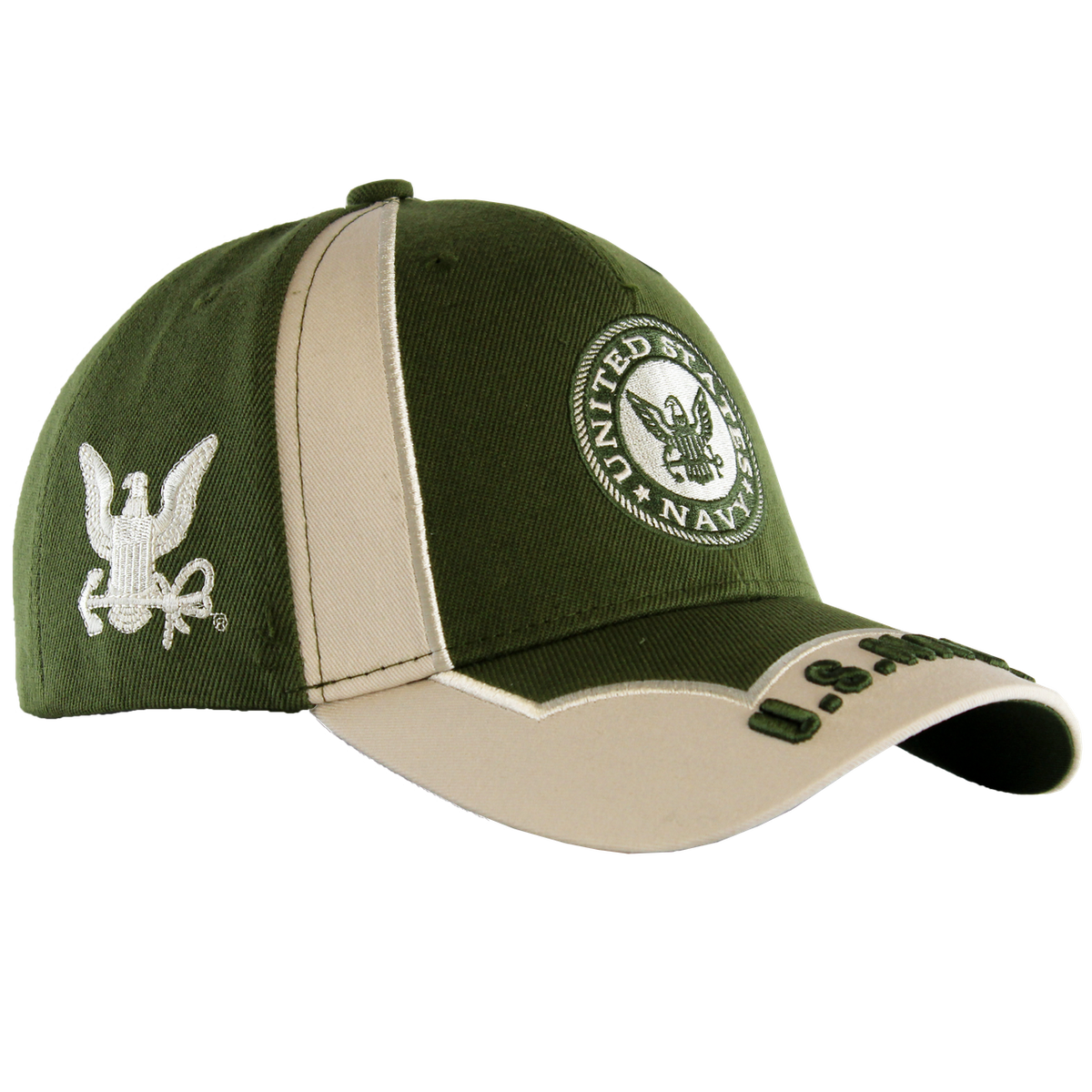 U.S. Navy Green & Beige 4-Way Embroidered Cap – view 2