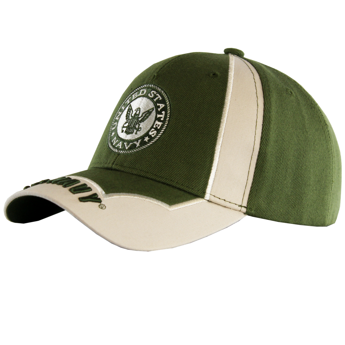U.S. Navy Green & Beige 4-Way Embroidered Cap – view 3