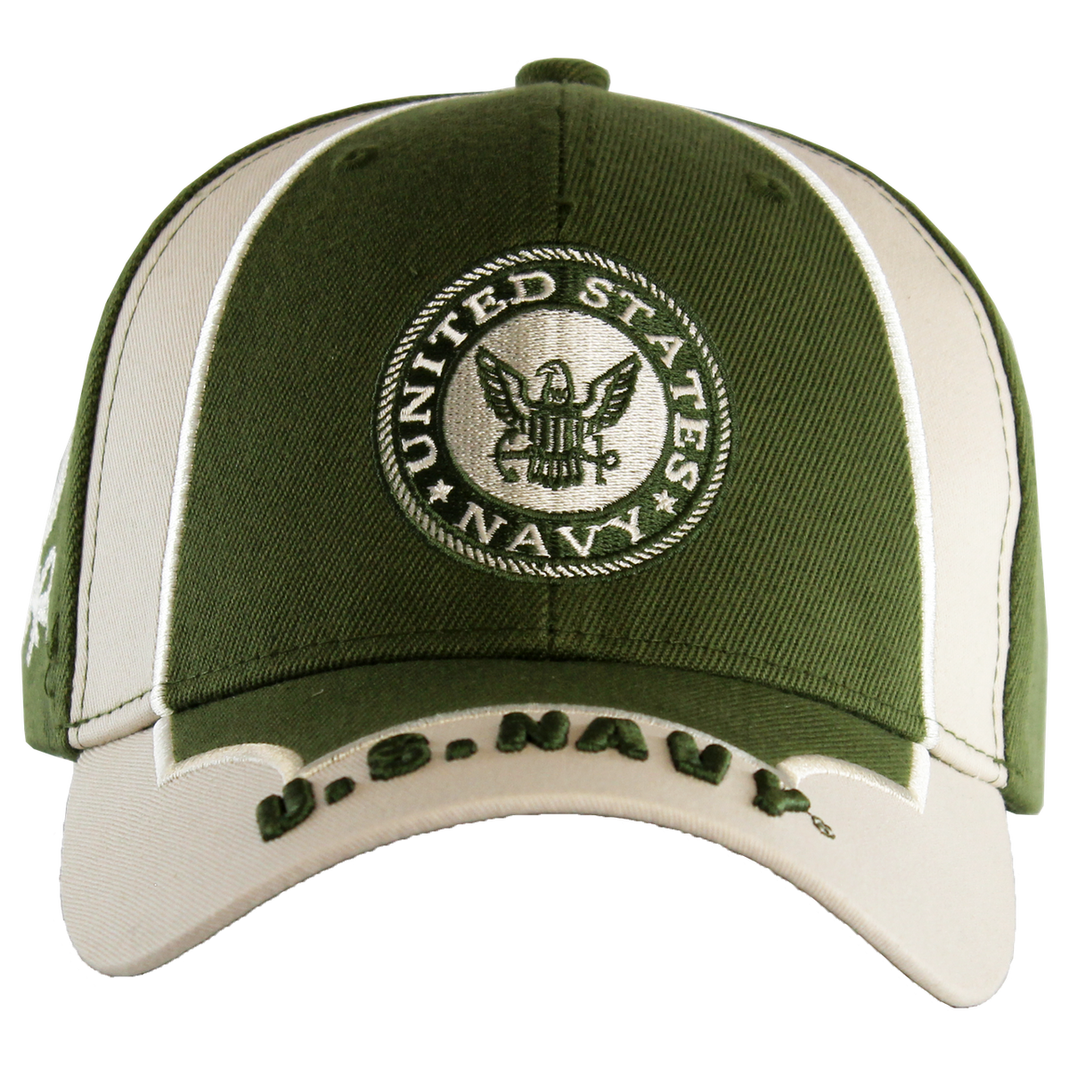 U.S. Navy Green & Beige 4-Way Embroidered Cap – view 1
