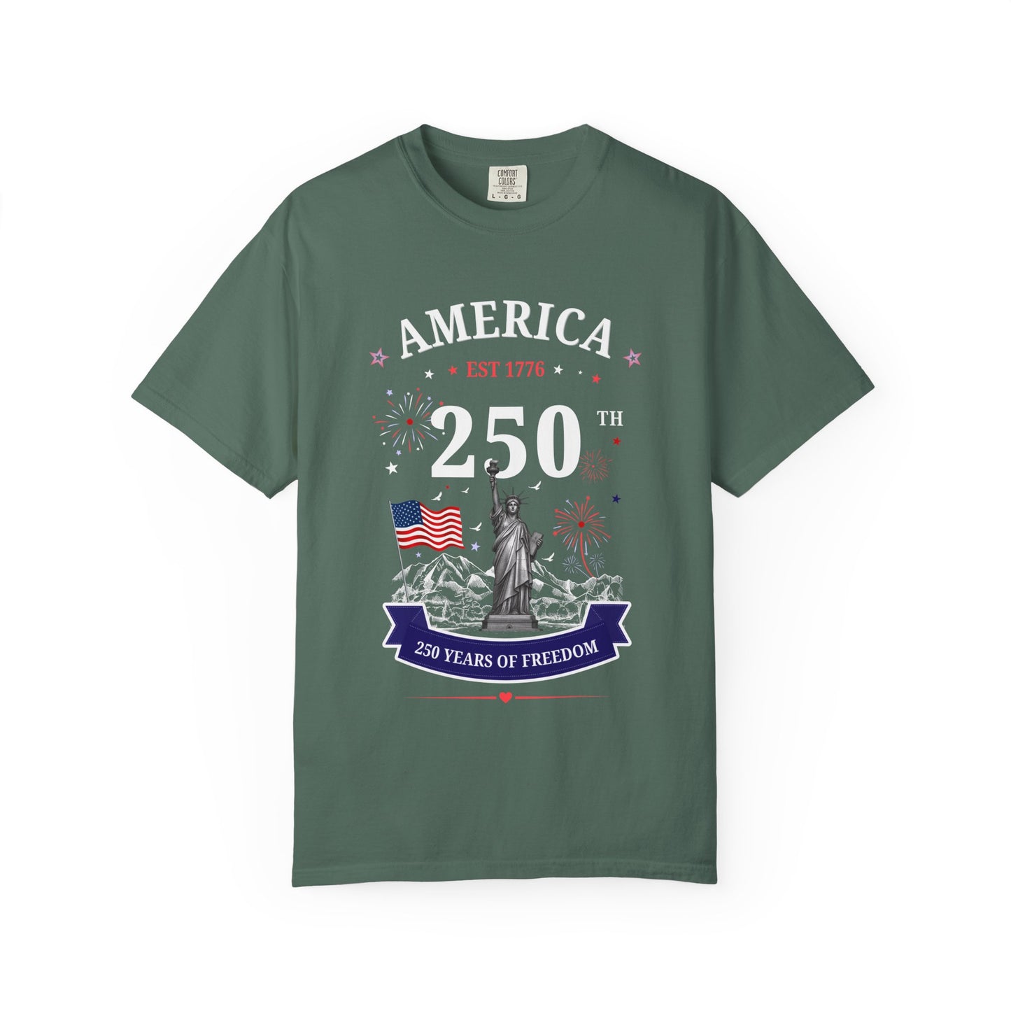 America 250 T-Shirt — 250 Years of Freedom Patriotic Statue of Liberty Tee