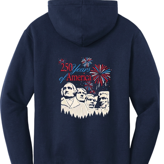 "250 Years of America" Fireworks Embroidered Script Pullover Hoodie