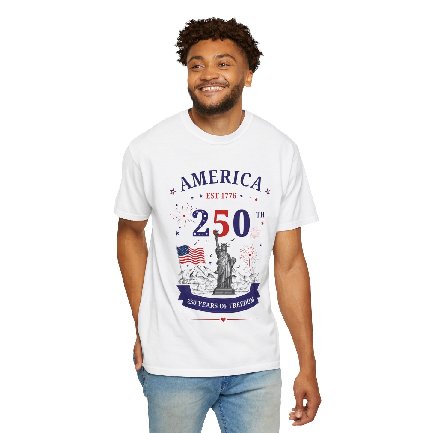 America 250 T-Shirt — 250 Years of Freedom Patriotic Statue of Liberty Tee