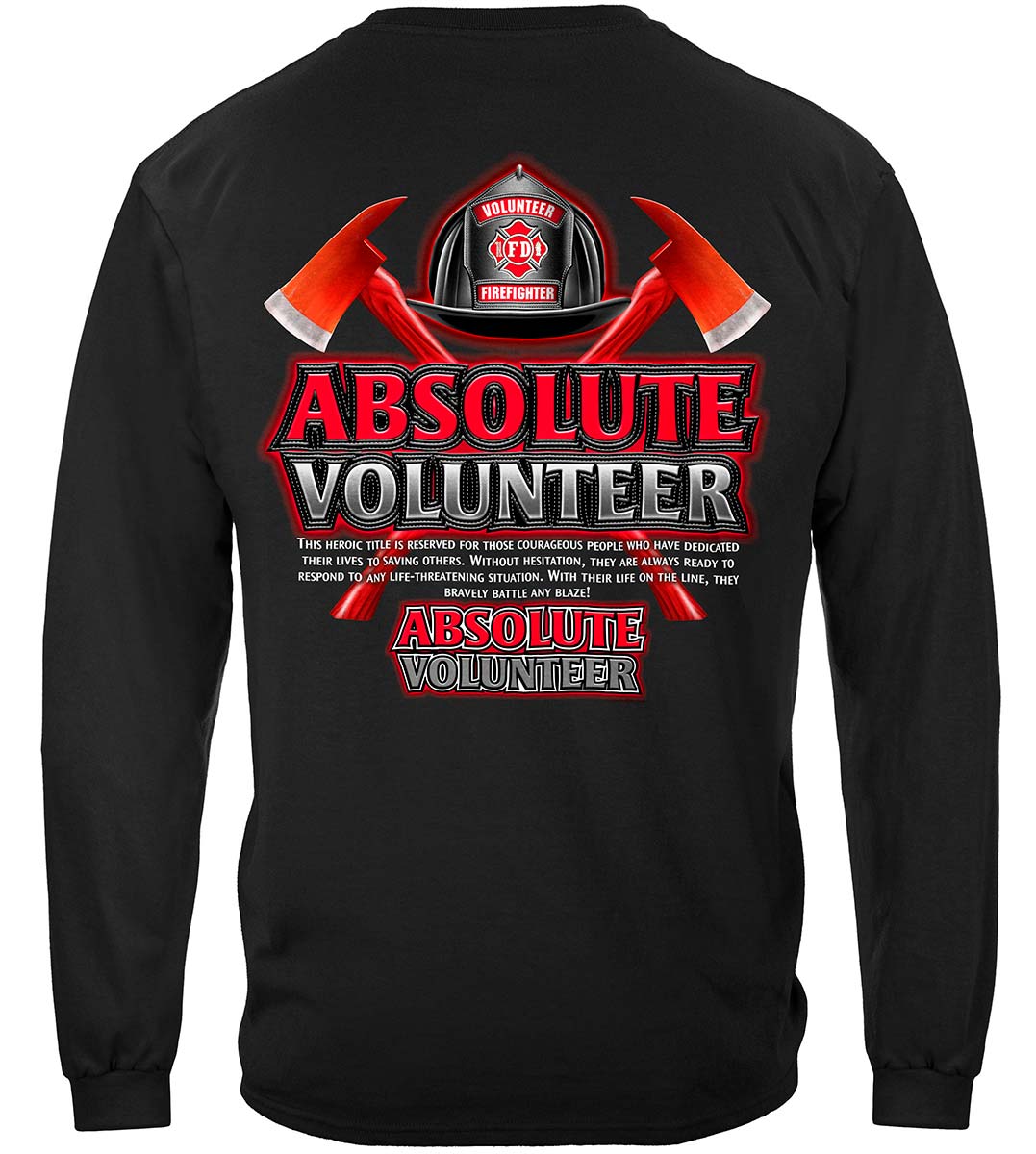 Absolute Volunteer Firefighter Long Sleeve Shirt - back view