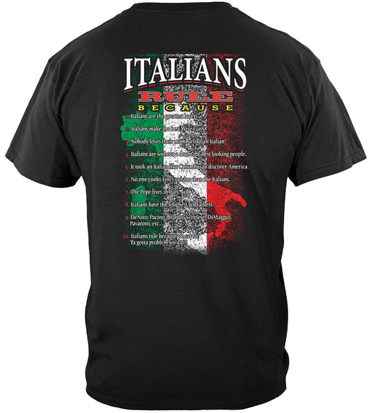 Italians Rule T-Shirt - back view