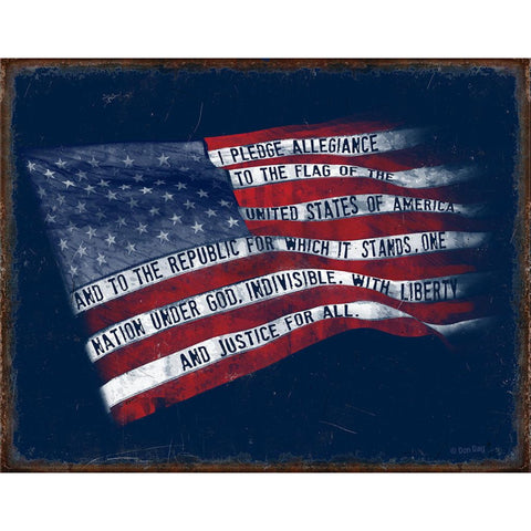 American Flag Pledge Tin Sign