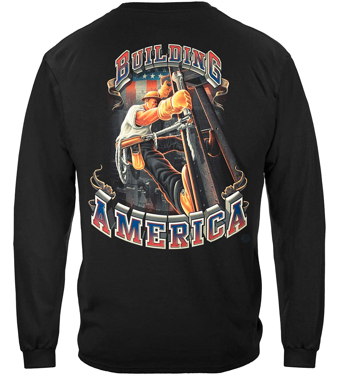 American Iron Worker Long Sleeve Shirt - back view