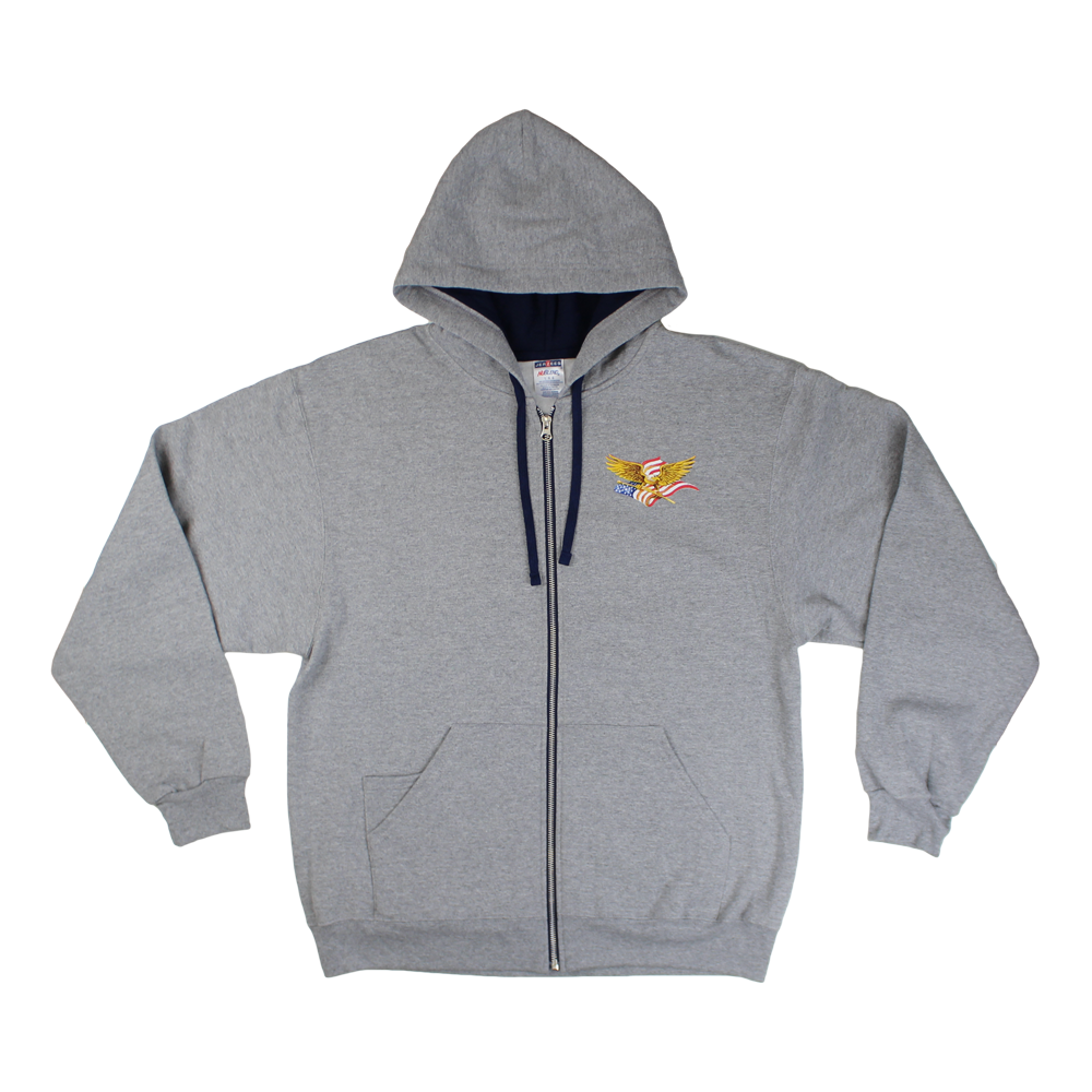 Patriotic Land of the Free Eagle Flag Zip-Up Hoodie – view 2