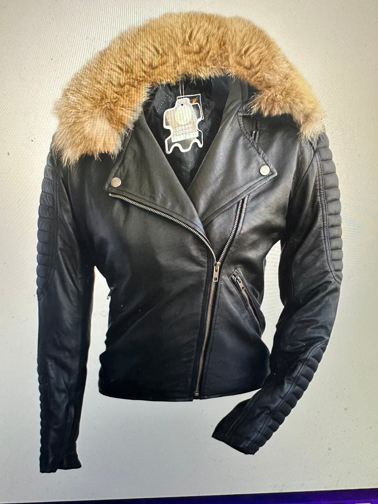 Leather Women's Black Leather Jacket With Detachable Original Fox Fur