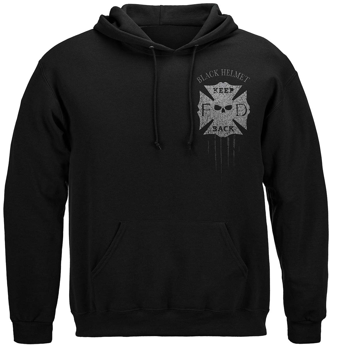 Black Helmet Skull Truck Keep Back 200 Feet Hoodie - front view
