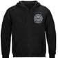 Black Helmet Skull Truck Keep Back 200 Feet Zip Hoodie - front view