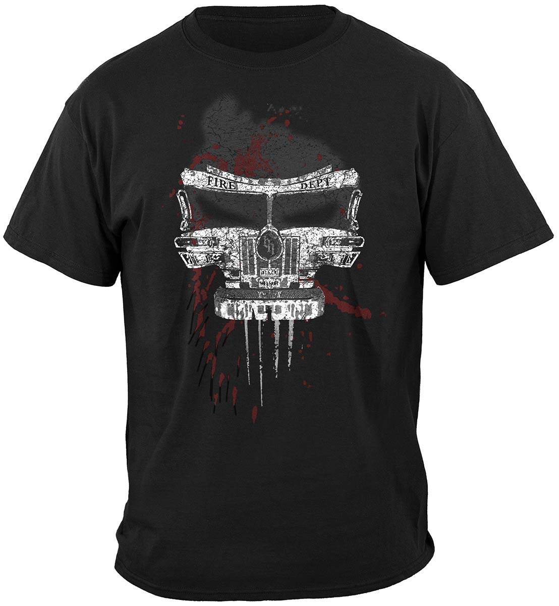 Black Helmet Skull Truck Keep Back 200 Feet T-Shirt - front view