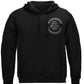 Black Helmet Skull Leather Patch Hoodie - front view