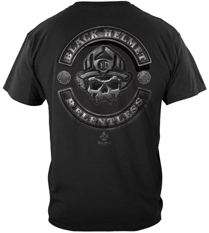 Black Helmet Skull Leather Patch T-Shirt - back view