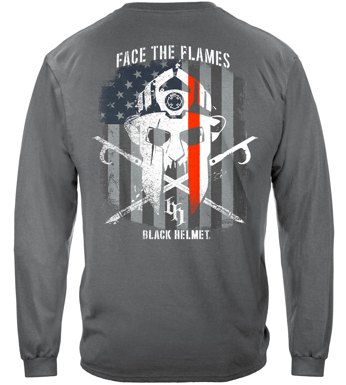 Black Helmet Spartan Helmet Face the Flames Long Sleeve Shirt - back view