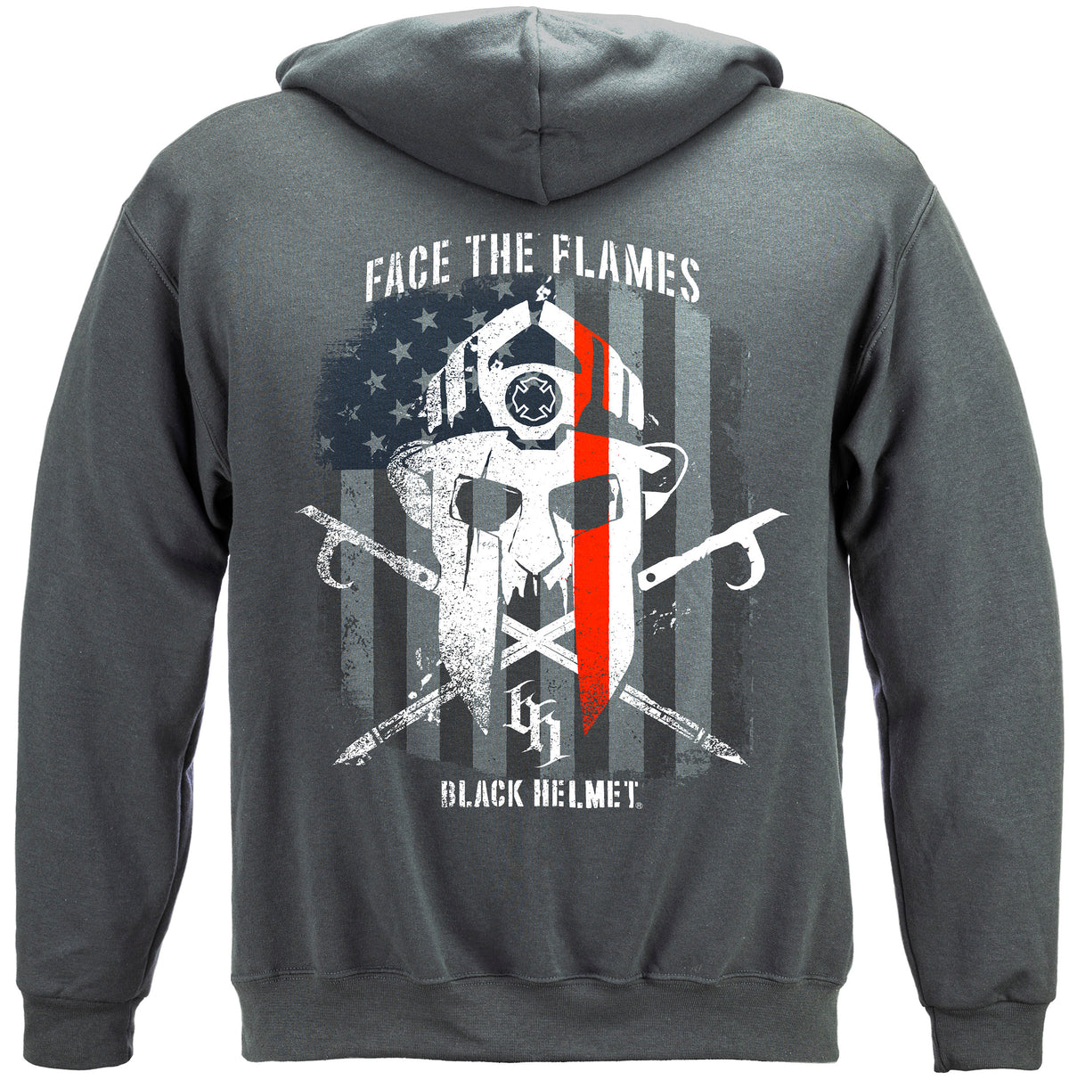 Black Helmet Spartan Helmet Face the Flames Hoodie - back view