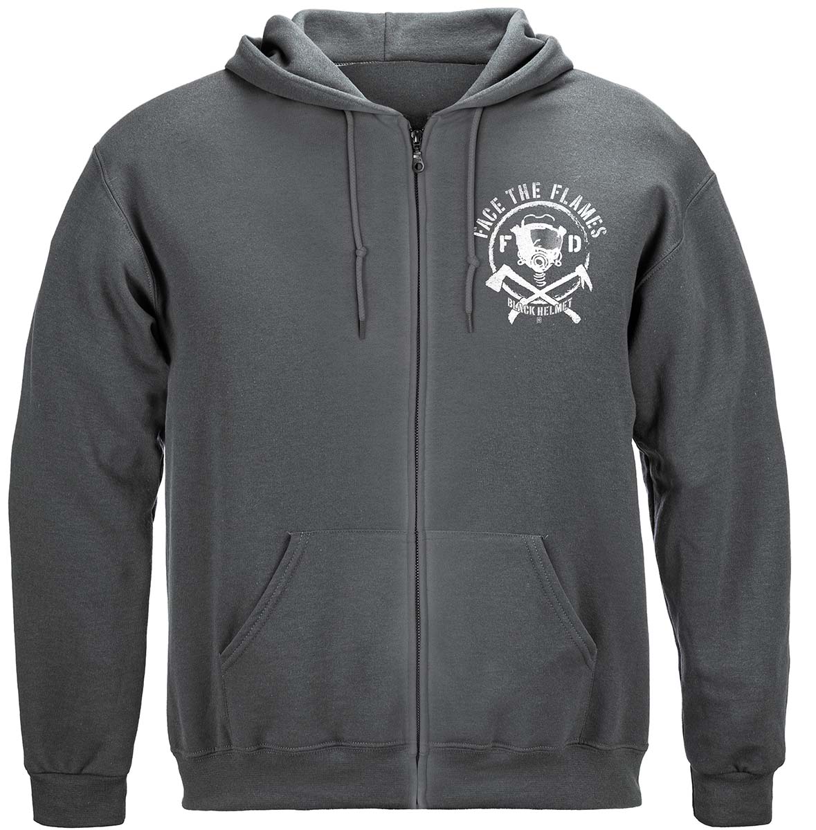 Black Helmet Spartan Helmet Face the Flames Zip Hoodie - front view