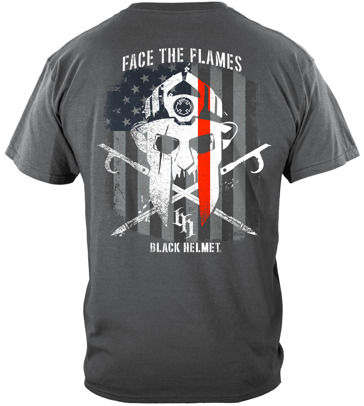 Black Helmet Spartan Helmet Face the Flames T-Shirt - back view