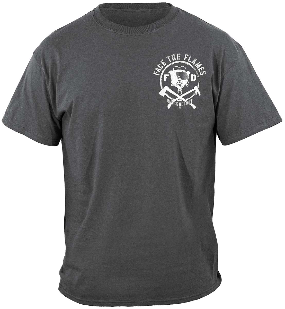 Black Helmet Spartan Helmet Face the Flames T-Shirt - front view