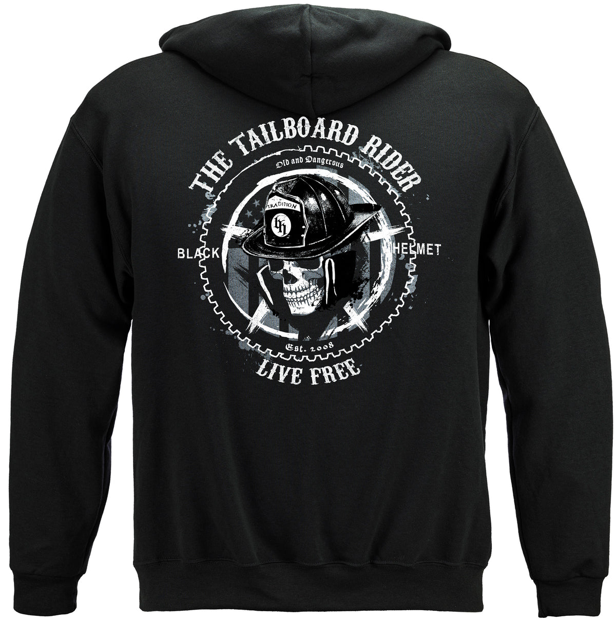 Black Helmet Tailboard Rider Hoodie - back view