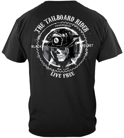 Black Helmet Tailboard Rider T-Shirt - back view