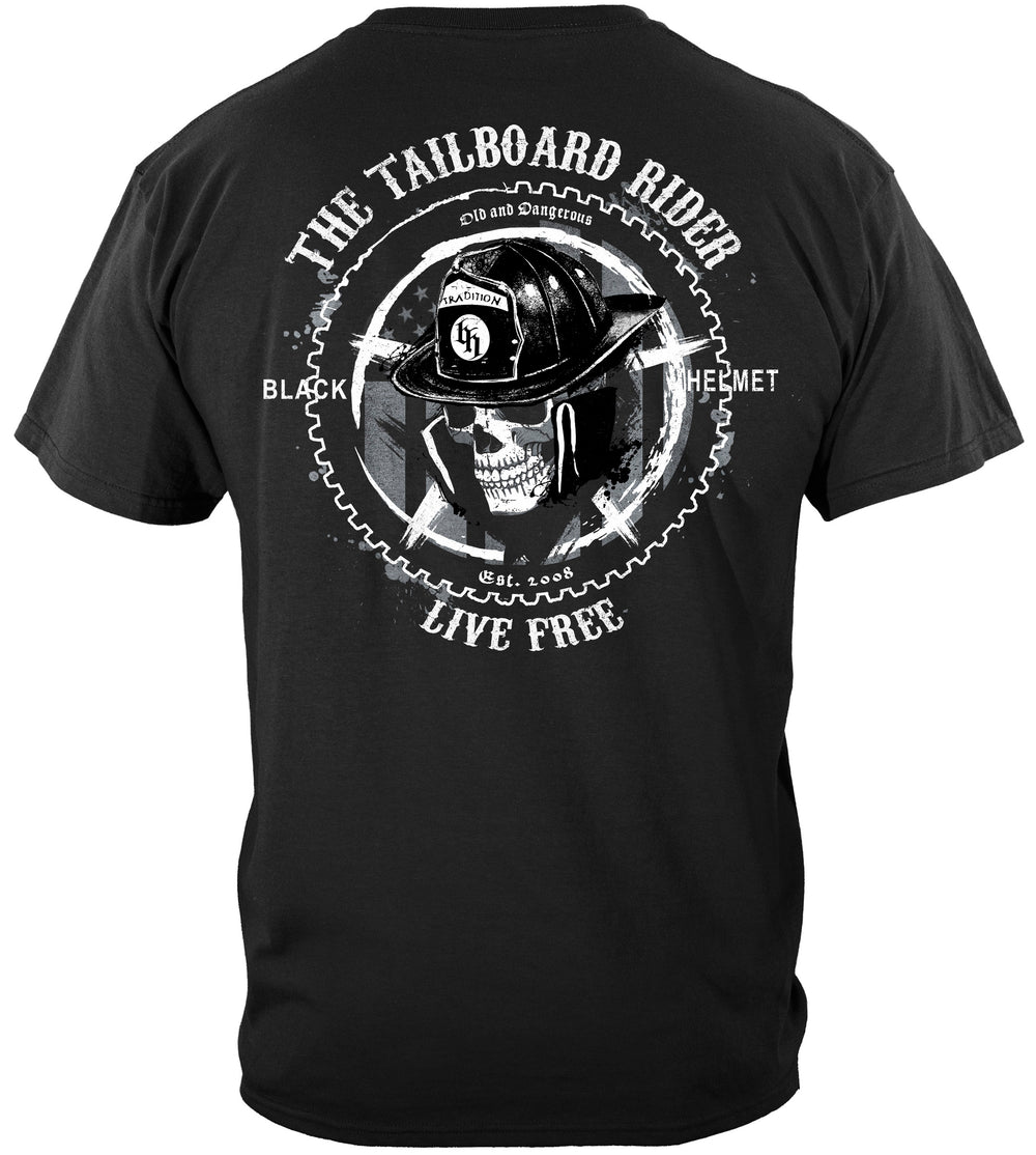 Black Helmet Tailboard Rider T-Shirt - back view
