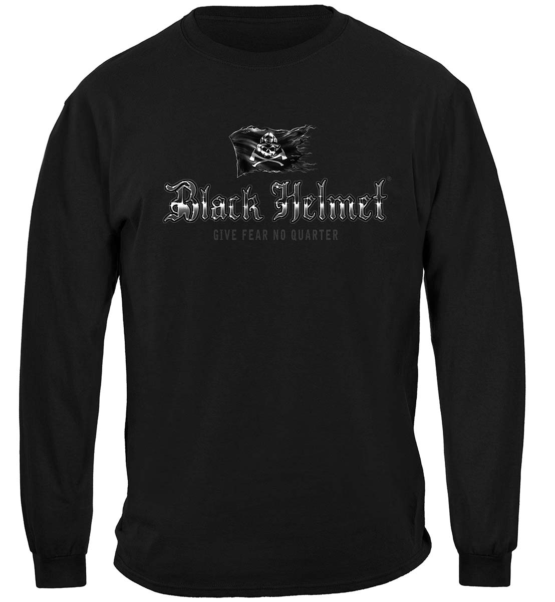 Black Helmet Black Flag Give Fear No Quarter Long Sleeve Shirt - front view