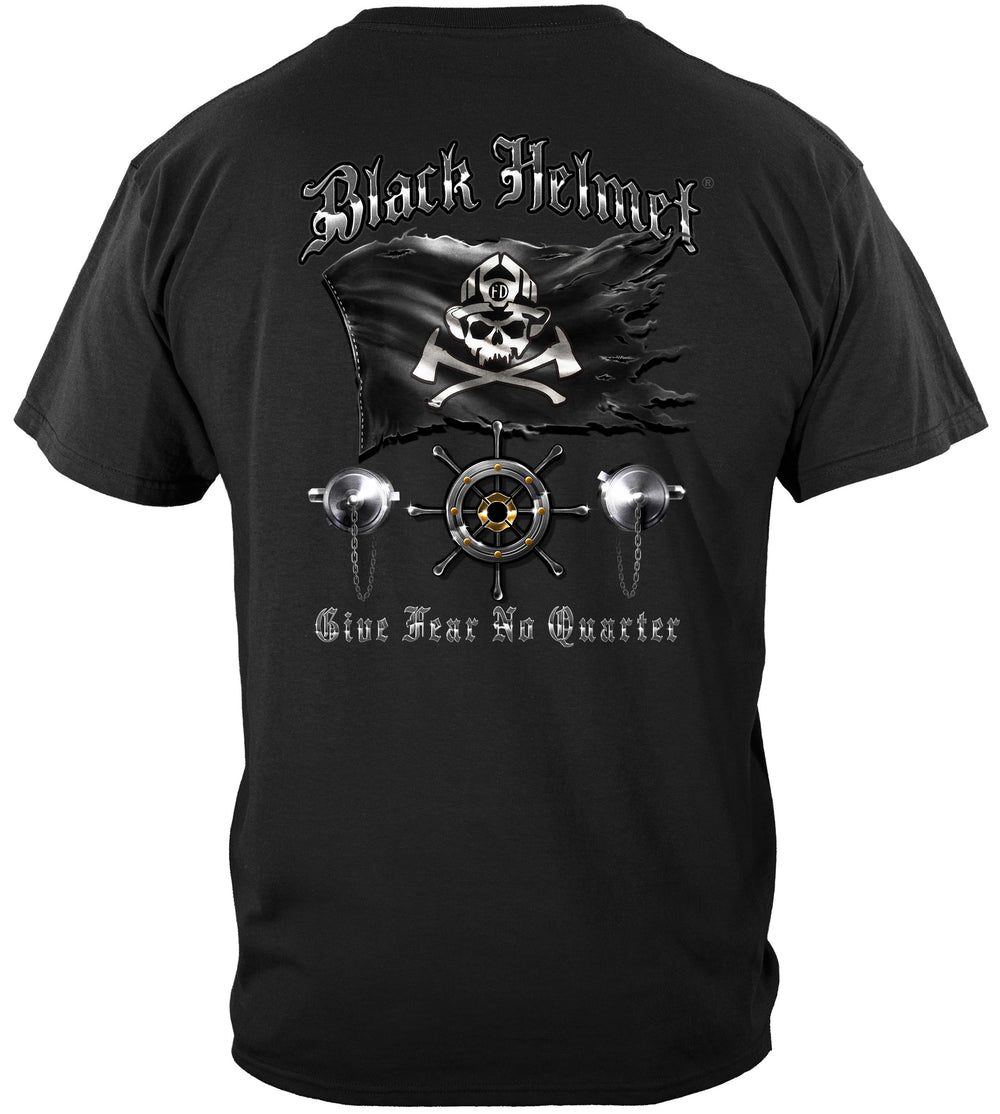 Black Helmet Black Flag Give Fear No Quarter T-Shirt - back view