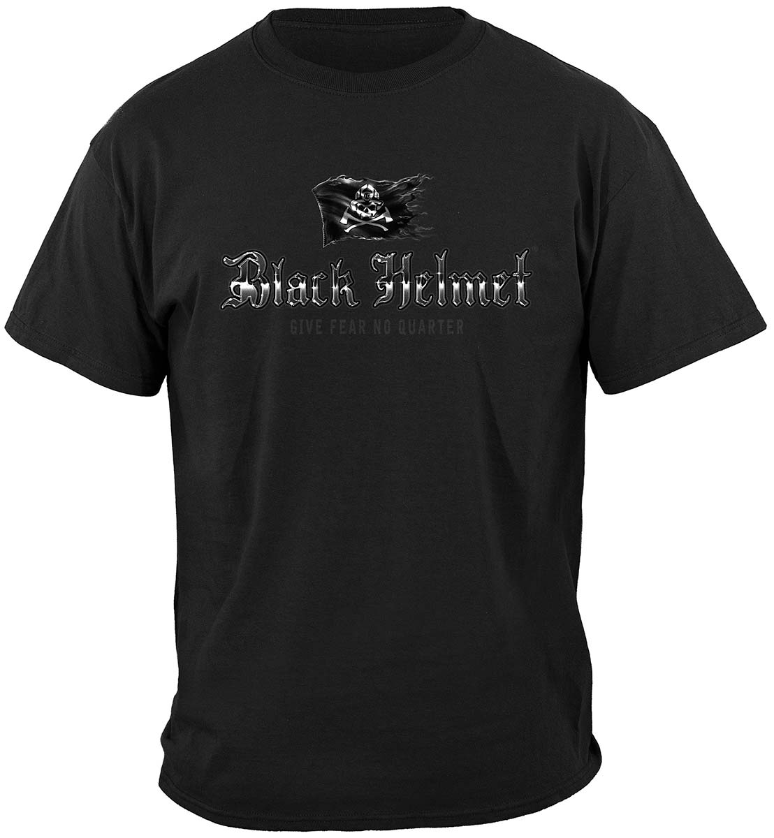 Black Helmet Black Flag Give Fear No Quarter T-Shirt - front view
