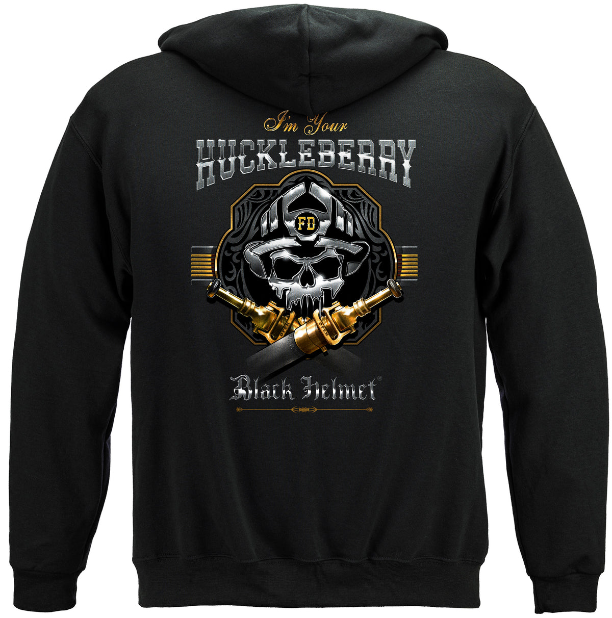 Black Helmet I'm Your Huckleberry Hoodie - back view