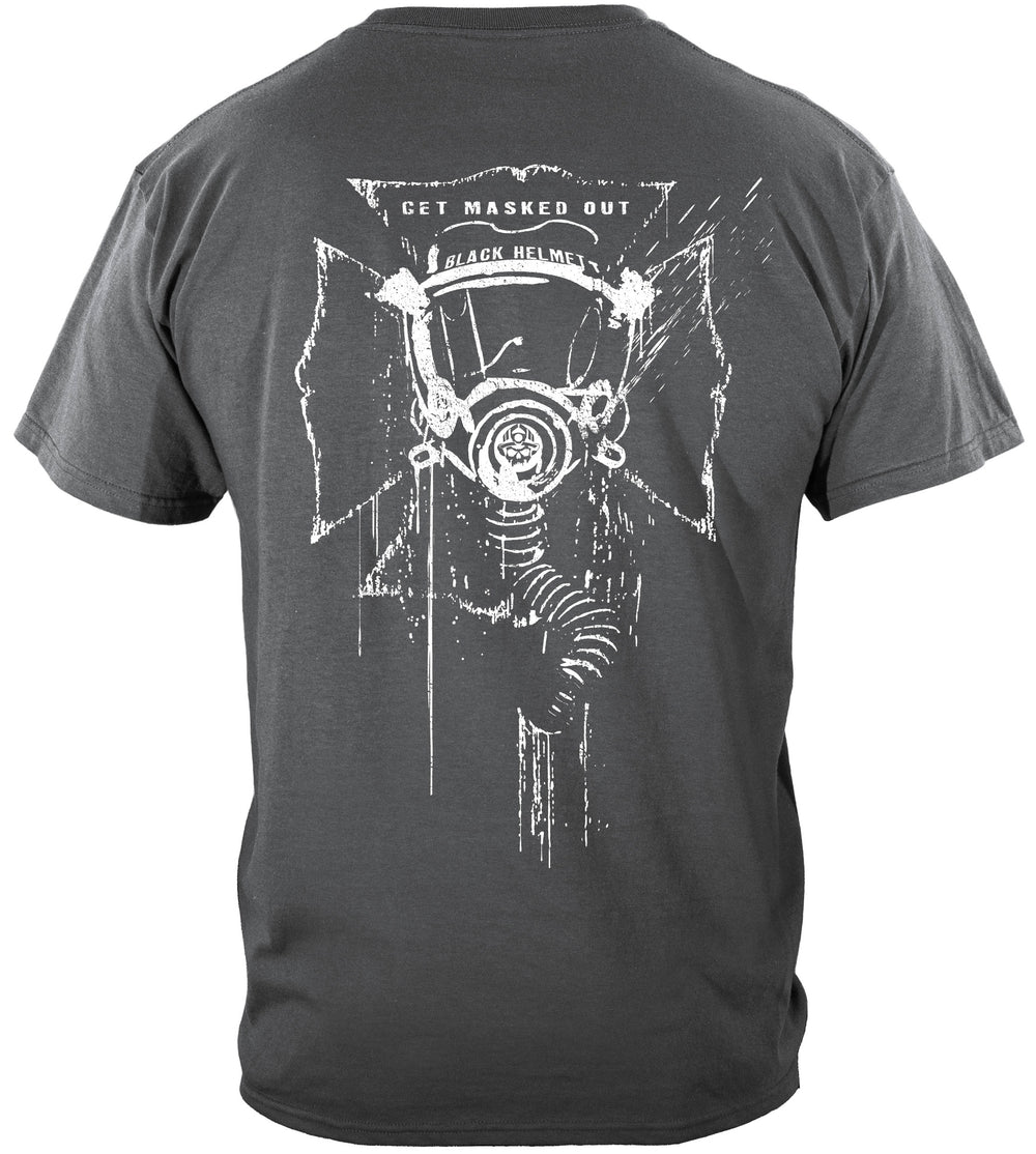 Black Helmet Get Masked Out T-Shirt - back view